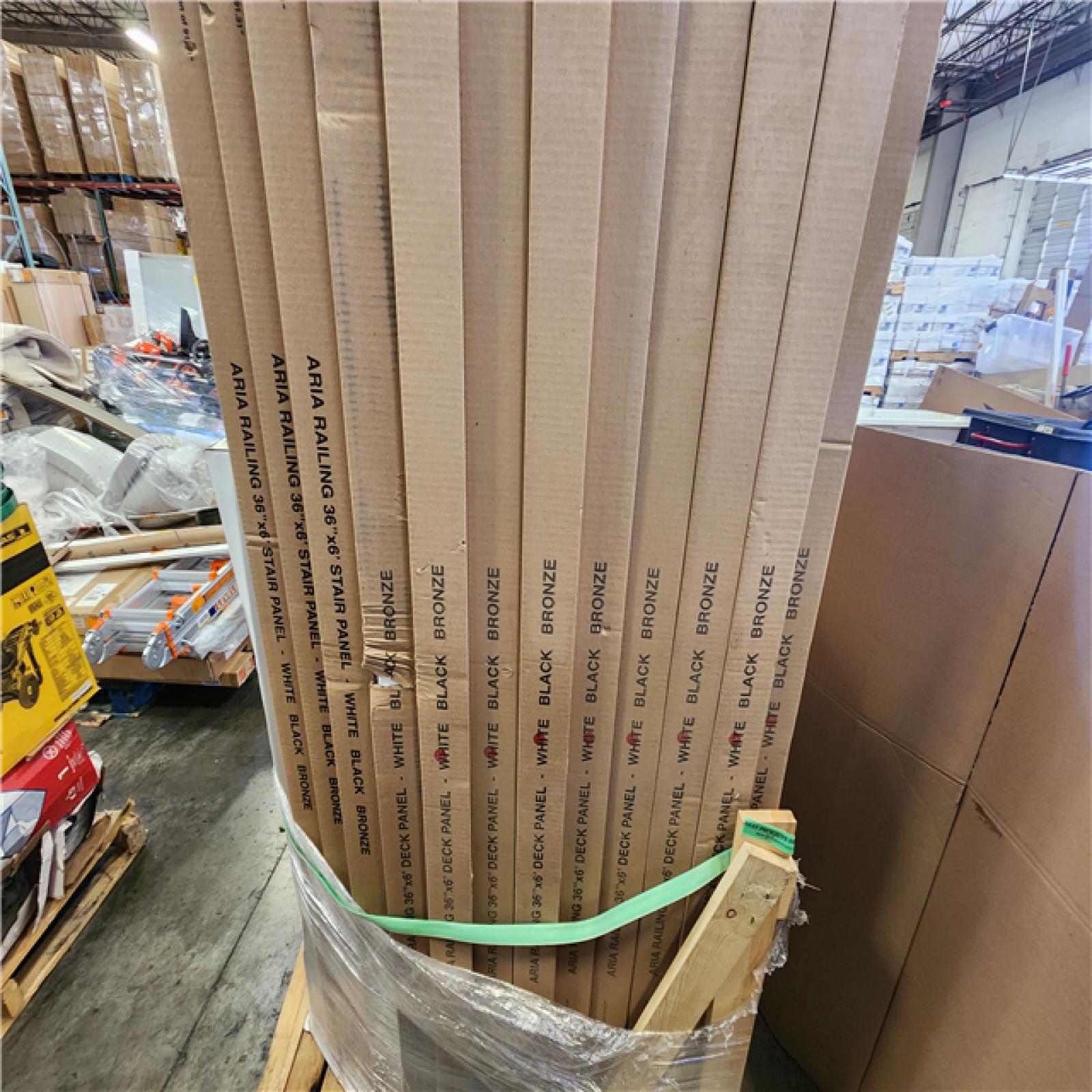 Phoenix NEW Aria Railing Stair Railing Panel (36x6')   Aluminum Post Kit (3 in. x 3 in. x 48 in) Pallet