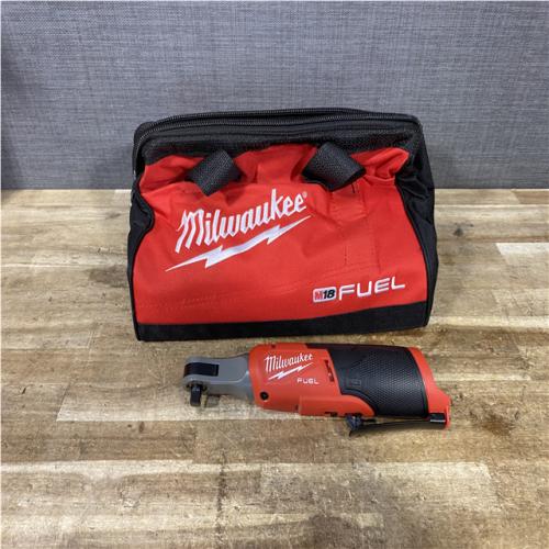 Houston Location AS-IS Milwaukee FUEL 12-Volt Lithium-Ion Brushless Cordless High Speed 3/8 in. Ratchet (Tool-Only)
