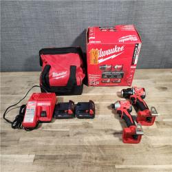 HOUSTON LOCATION - AS-IS Milwaukee M18 18V Lithium-Ion Brushless Cordless Compact Drill/Impact Combo Kit (2-Tool) W/ (2) 2.0 Ah Batteries, Charger & Bag