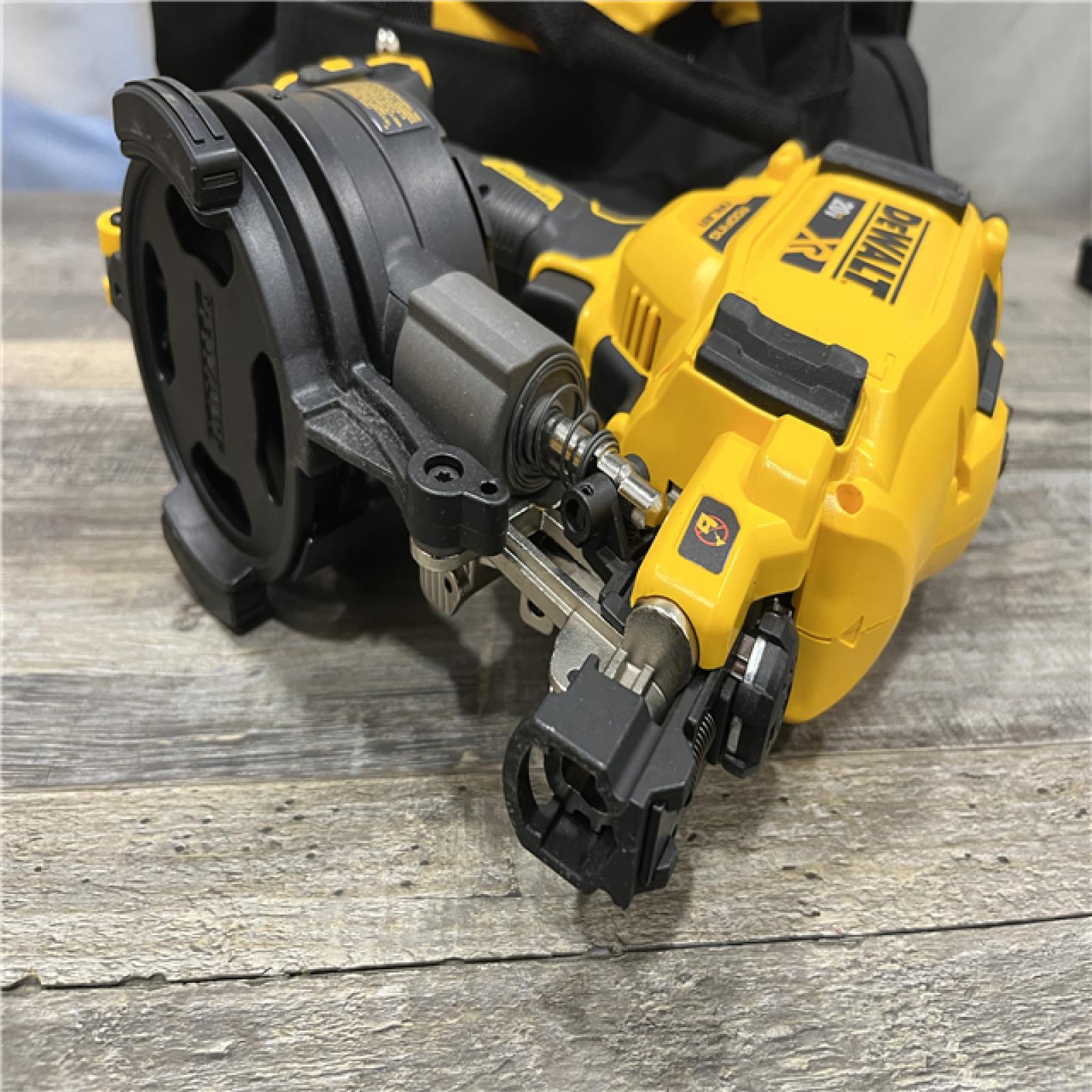 AS-IS DEWALT 20V MAX Lithium-Ion 15-Degree Electric Cordless Roofing Nailer Kit