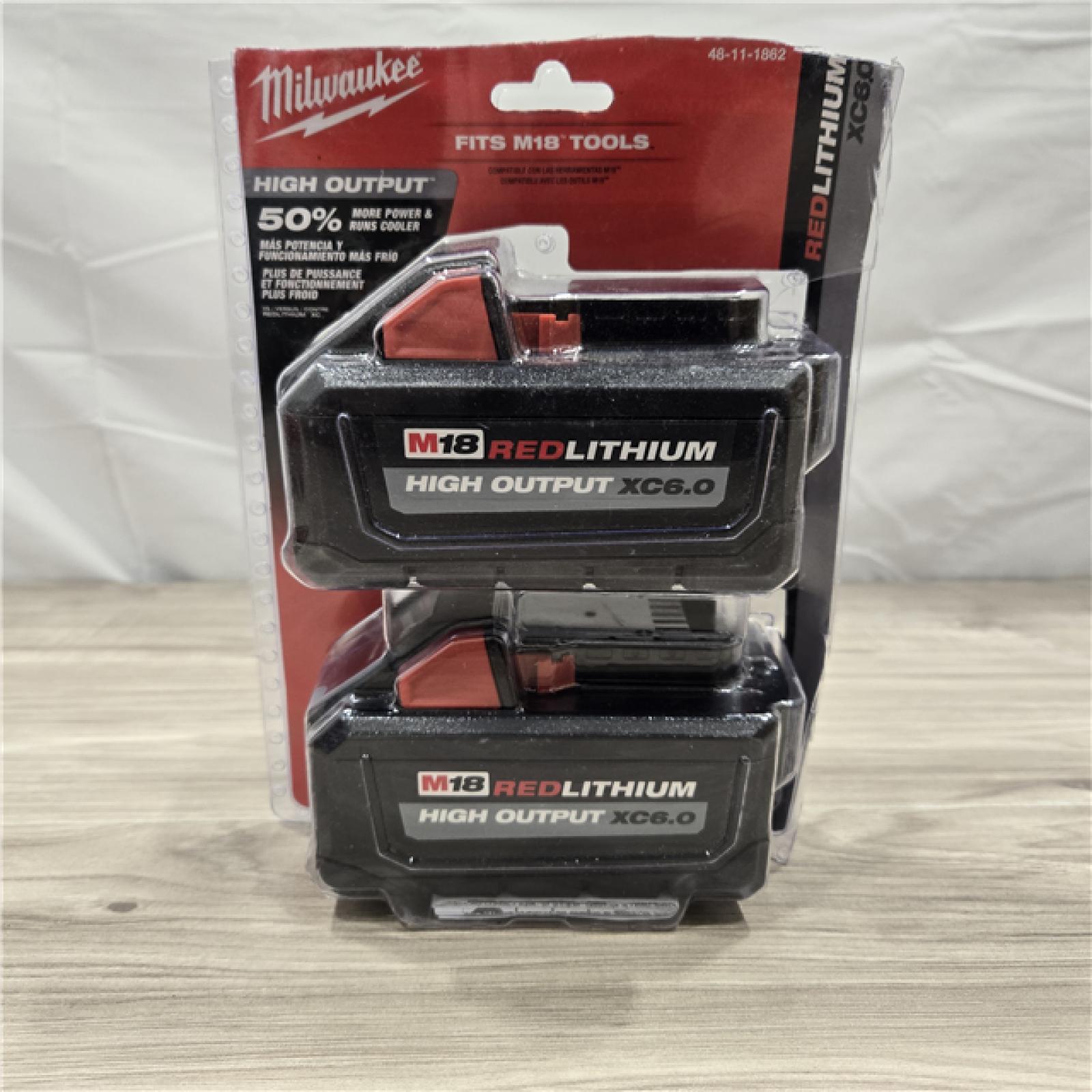 LIKE NEW- Milwaukee M18 18-Volt Lithium-Ion High Output 6.0Ah Battery Pack (2-Pack)