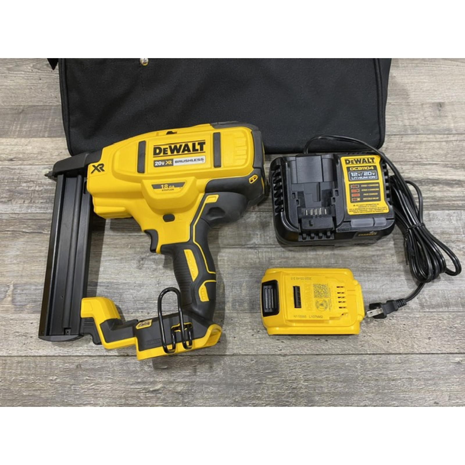AS-IS DEWALT 20V MAX XR Lithium-Ion Cordless 18-Gauge Narrow Crown Stapler Kit