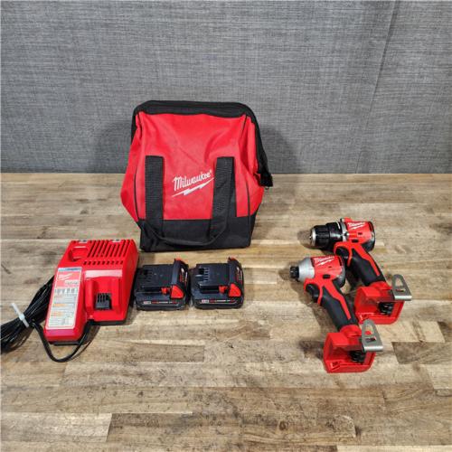HOUSTON LOCATION - AS-IS Milwaukee M18 18V Lithium-Ion Brushless Cordless Compact Drill/Impact Combo Kit (2-Tool) W/(2) 2.0 Ah Batteries  Charger & Bag