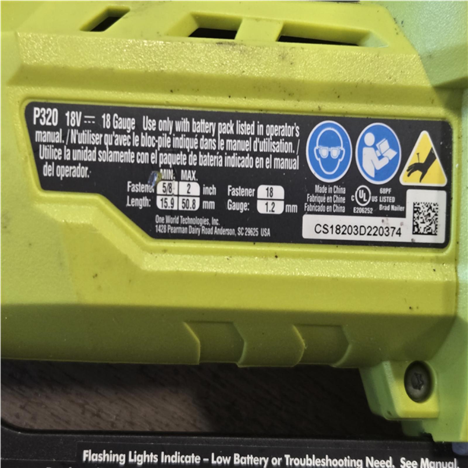 AS-IS RYOBI ONE+ 18V 18-Gauge Cordless AirStrike Brad Nailer (Tool Only)