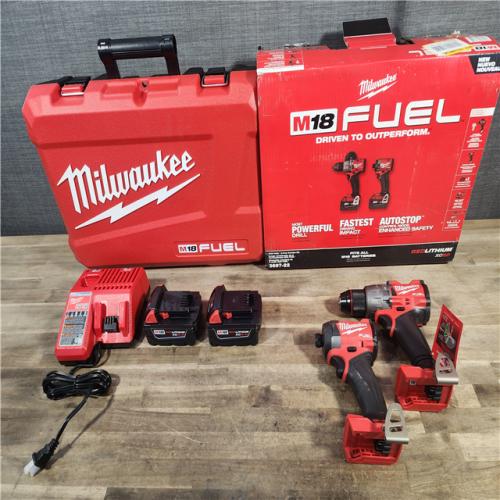 HOUSTON LOCATION - AS-IS (APPEARS LIKE NEW) MILWAUKEE FUEL 18V Lithium-Ion Brushless Cordless Hammer Drill and Impact Driver Combo Kit (2-Tool) with 2 Batteries