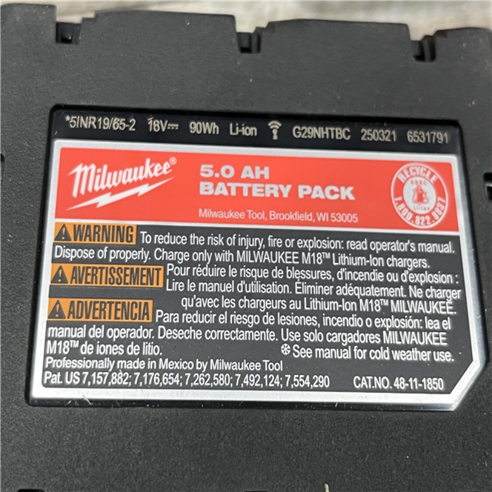 AS-IS Milwaukee 18-Volt Lithium-Ion XC Starter Kit with One 5.0Ah Battery and Charger