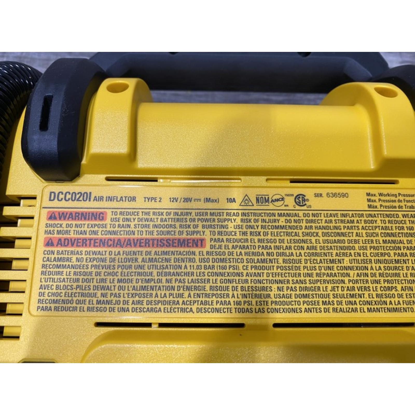 AS-IS DEWALT 20V MAX Cordless Electric Portable Inflator (Tool Only)