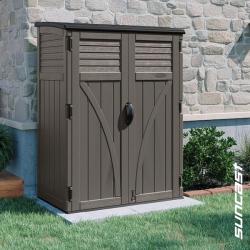 Phoenix NEW Suncast 4 ft. 5 in. W x 2 ft. 7.5 in. D x 6 ft. H Large Plastic Resin Vertical Outdoor Storage Cabinet Shed in Stoney (Gray)