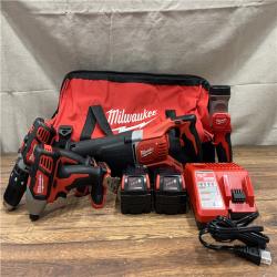 AS-IS MILWAUKEE M18 18V Lithium-Ion Cordless Combo Tool Kit with Two 3.0Ah Batteries, 1-Charger, 1-Tool Bag (4-Tool)