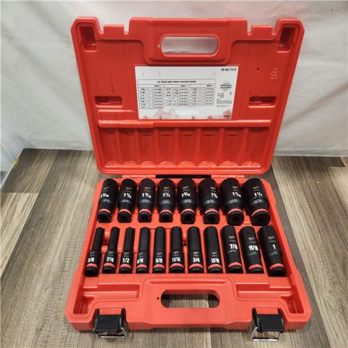AS-IS- Milwaukee 1/2 in Drive IMPACT SOCKET SET  SAE  19 Pcs