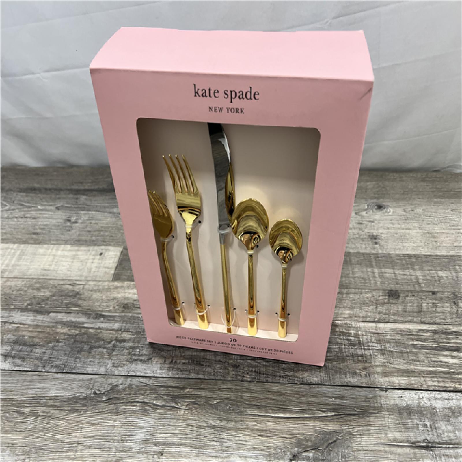 NEW Kate Spade New York Malmo Gold 20-pc Flatware Set, Service for 4 - Gold Plated