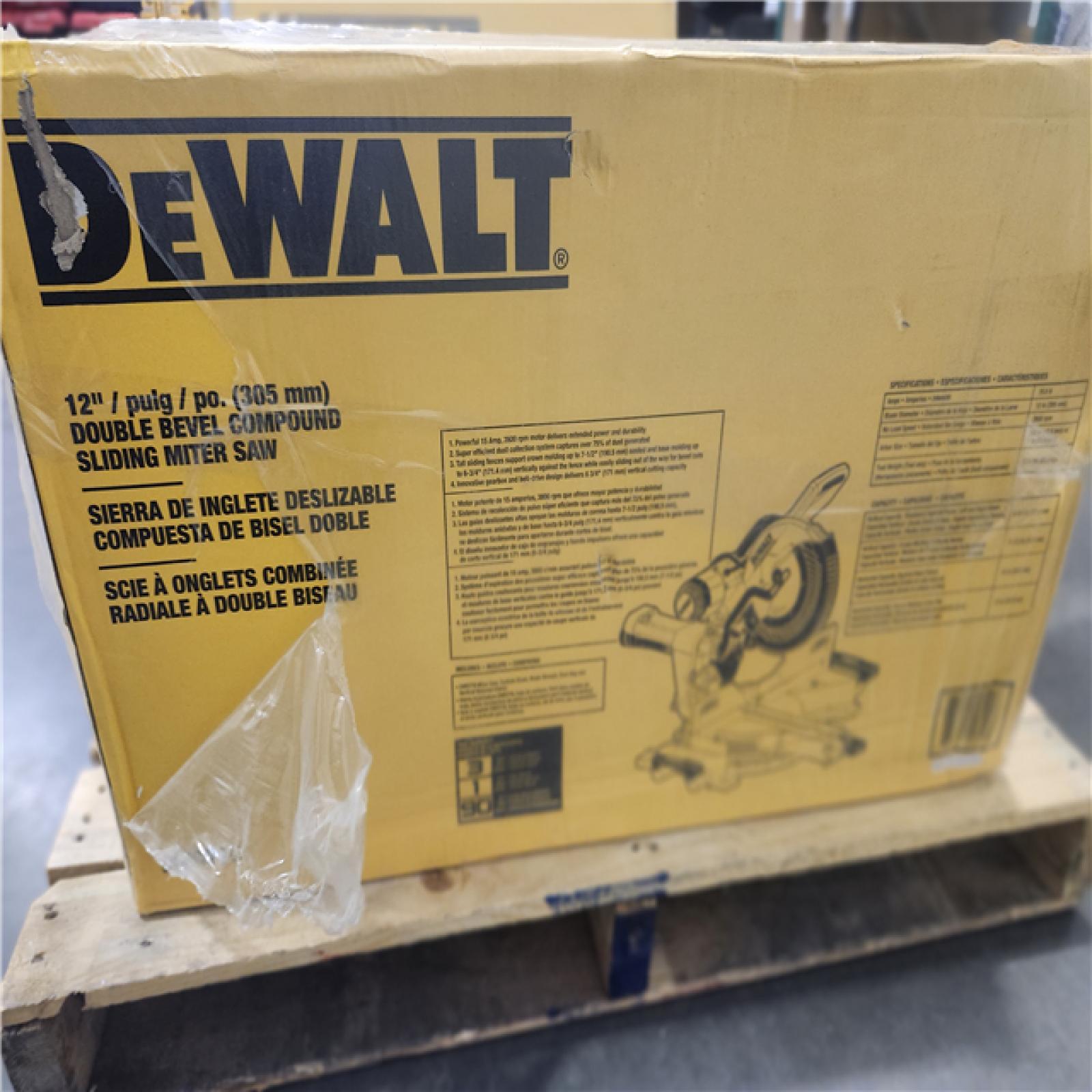 NEW- DeWalt 15 Amps 12 in. Corded Dual-Bevel Sliding Compound Miter Saw