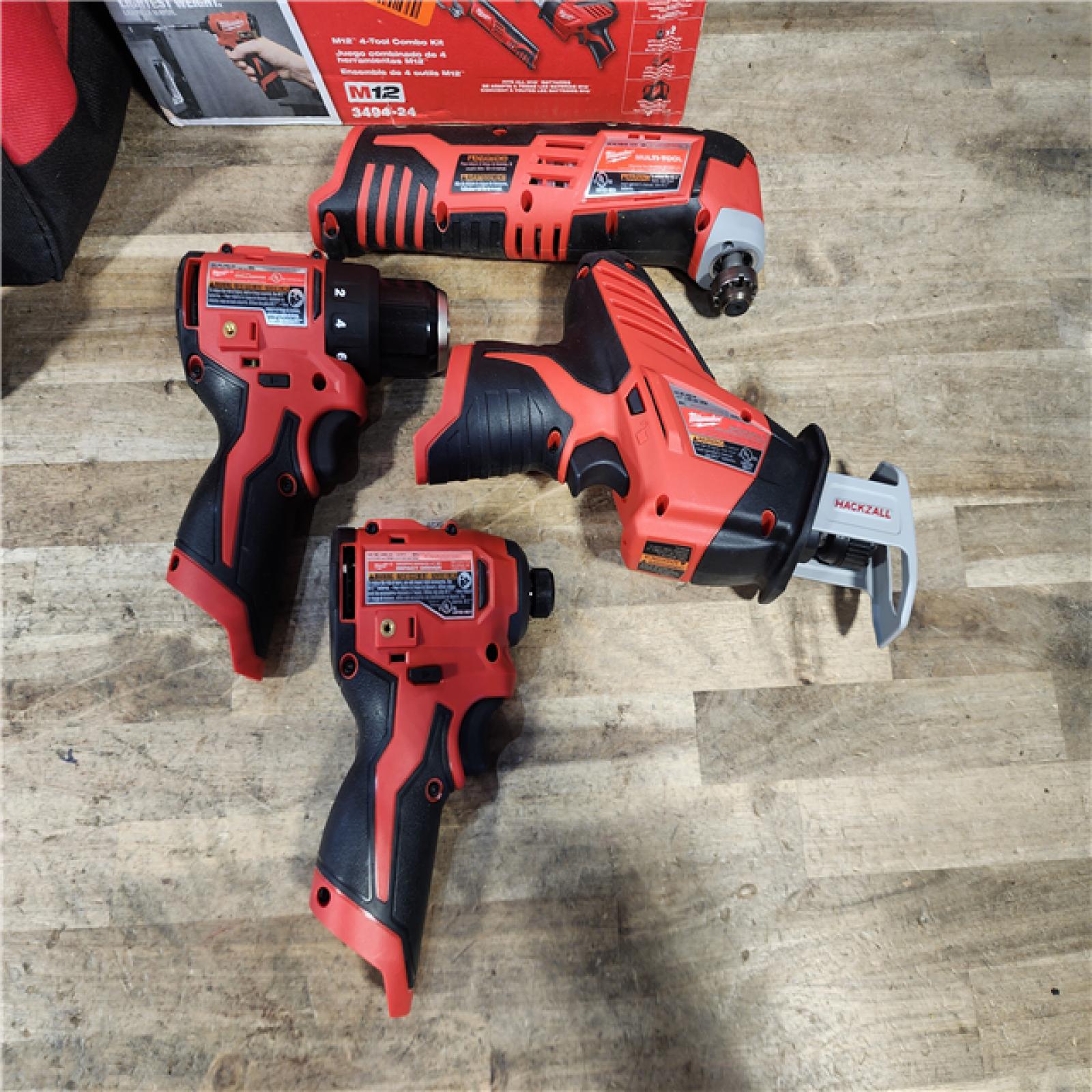 HOUSTON LOCATION - AS-IS MILWAUKEE M12 4 TOOL COMBO KIT