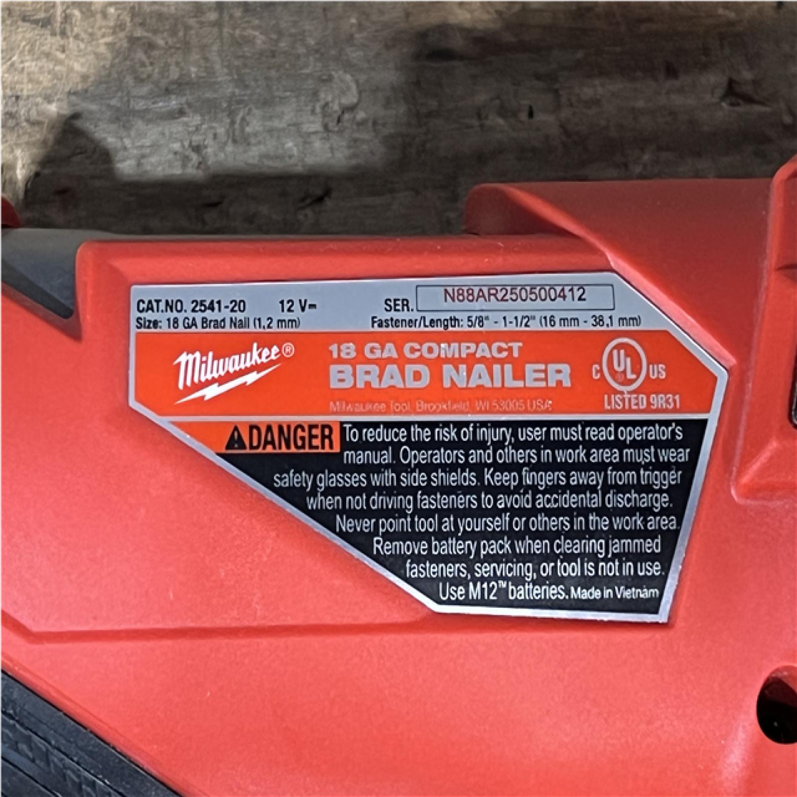 Houston Location AS-IS Milwaukee FUEL 12-Volt Lithium-Ion Brushless Cordless 18-Gauge 1-1/2 in. Compact Brad Nailer (Tool Only)