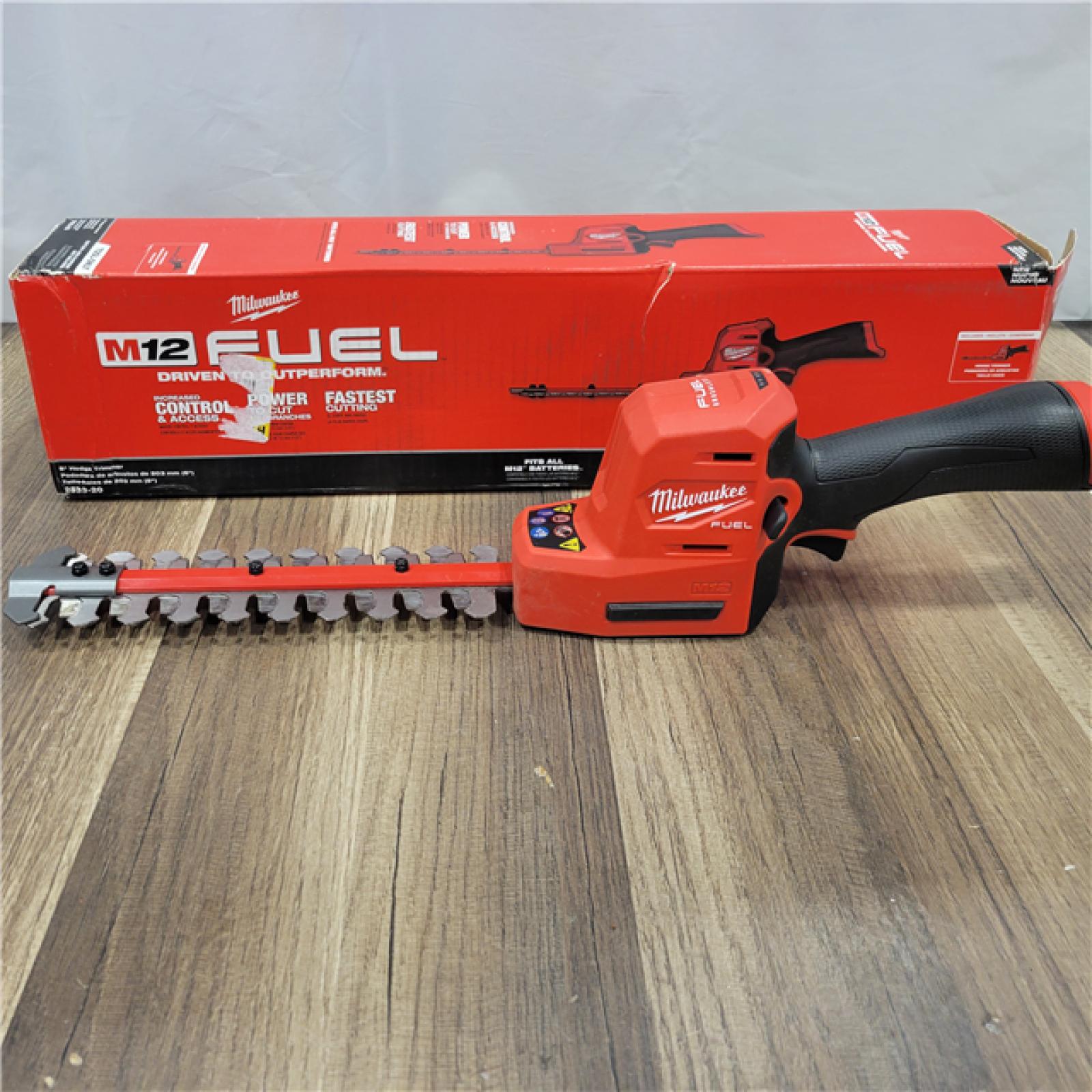 AS-IS   Milwaukee M12 FUEL 8 in. 12V Lithium-Ion Brushless Cordless Battery Hedge Trimmer (Tool-Only)