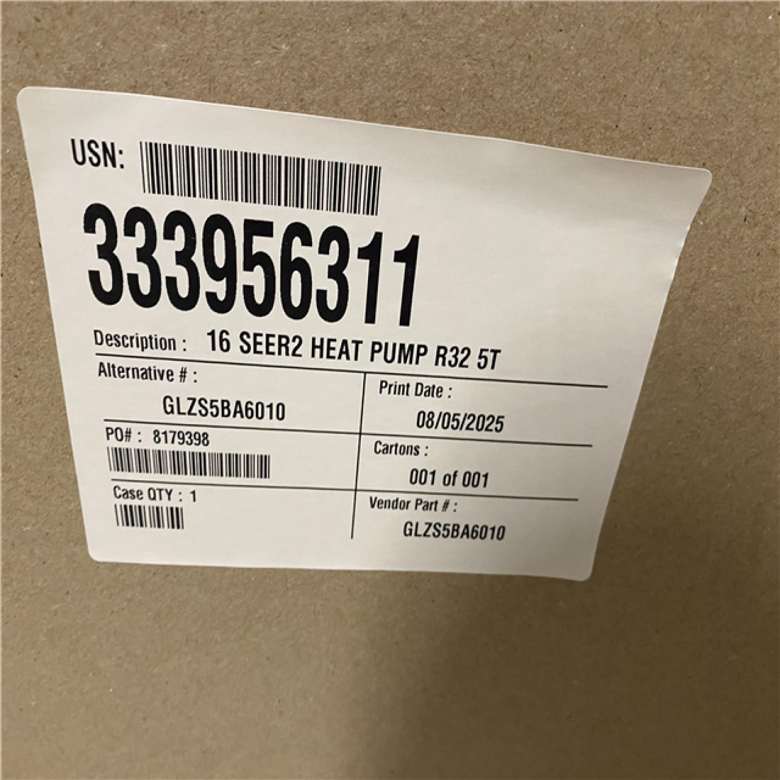 DALLAS LOCATION- GOODMAN 5 Ton 16 SEER2 High-Efficiency Split System R-32 Refrigerant Heat Pump