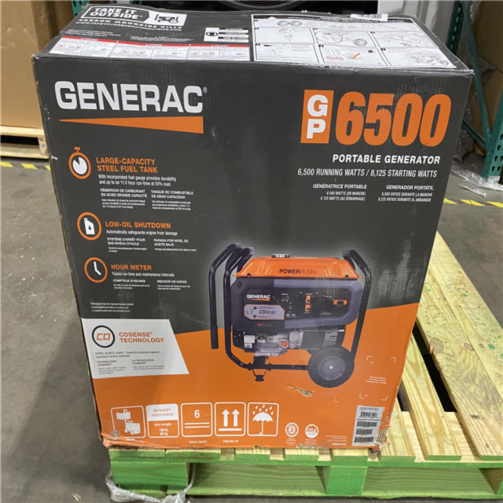 Dallas Location - As-Is  Generac GP 6500-Watt Gas-Powered Portable Generator