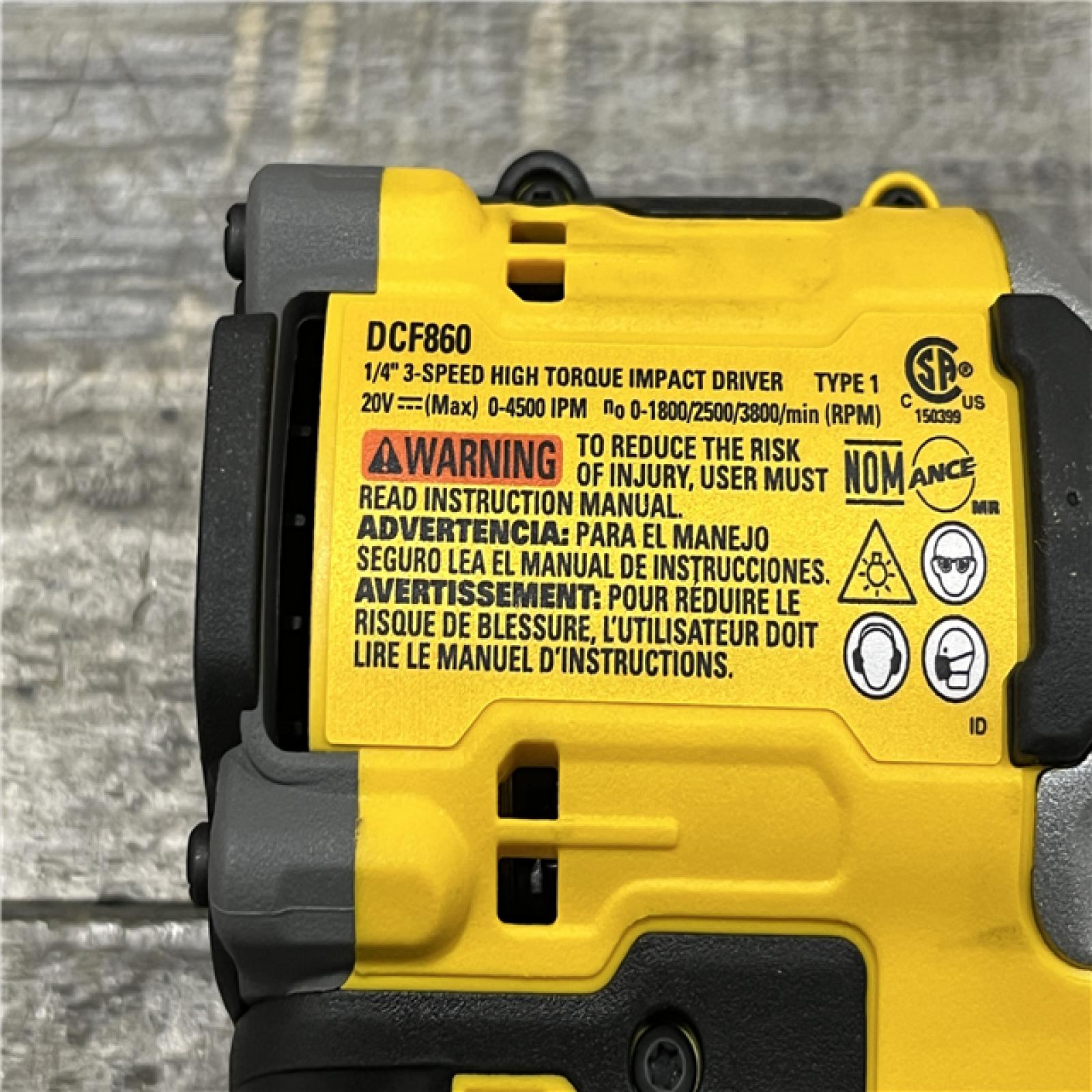 AS-IS DEWALT 20V MAX XR Lithium-Ion Brushless Cordless 3-Speed High Torque 1/4 in. Impact Driver Kit