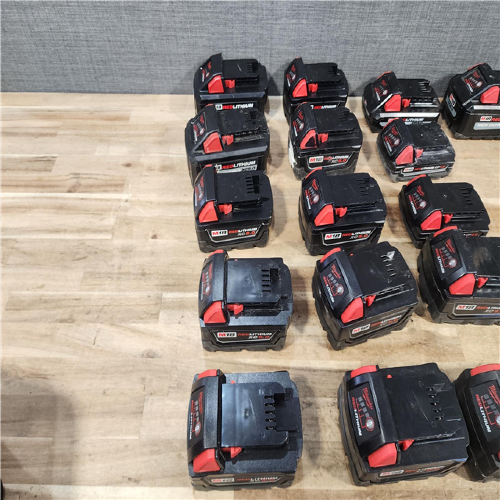 HOUSTON LOCATION - AS - IS MILWAUKEE BATTERY PACK QTY - 16
