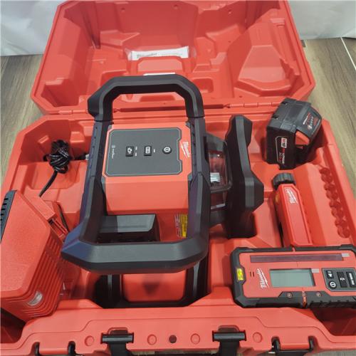 AS-IS Milwaukee  M18 2000 Ft. Red Exterior Rotary Laser Level Kit with Receiver and Receiver Clamp