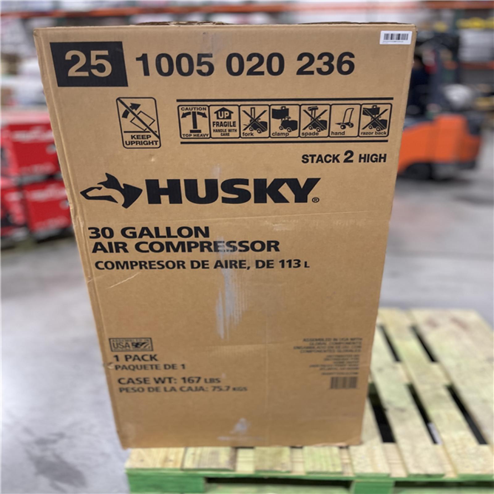 NEW! - Husky 30 Gal. 175 PSI Oil Lubed Belt Drive Portable Vertical Electric Air Compressor