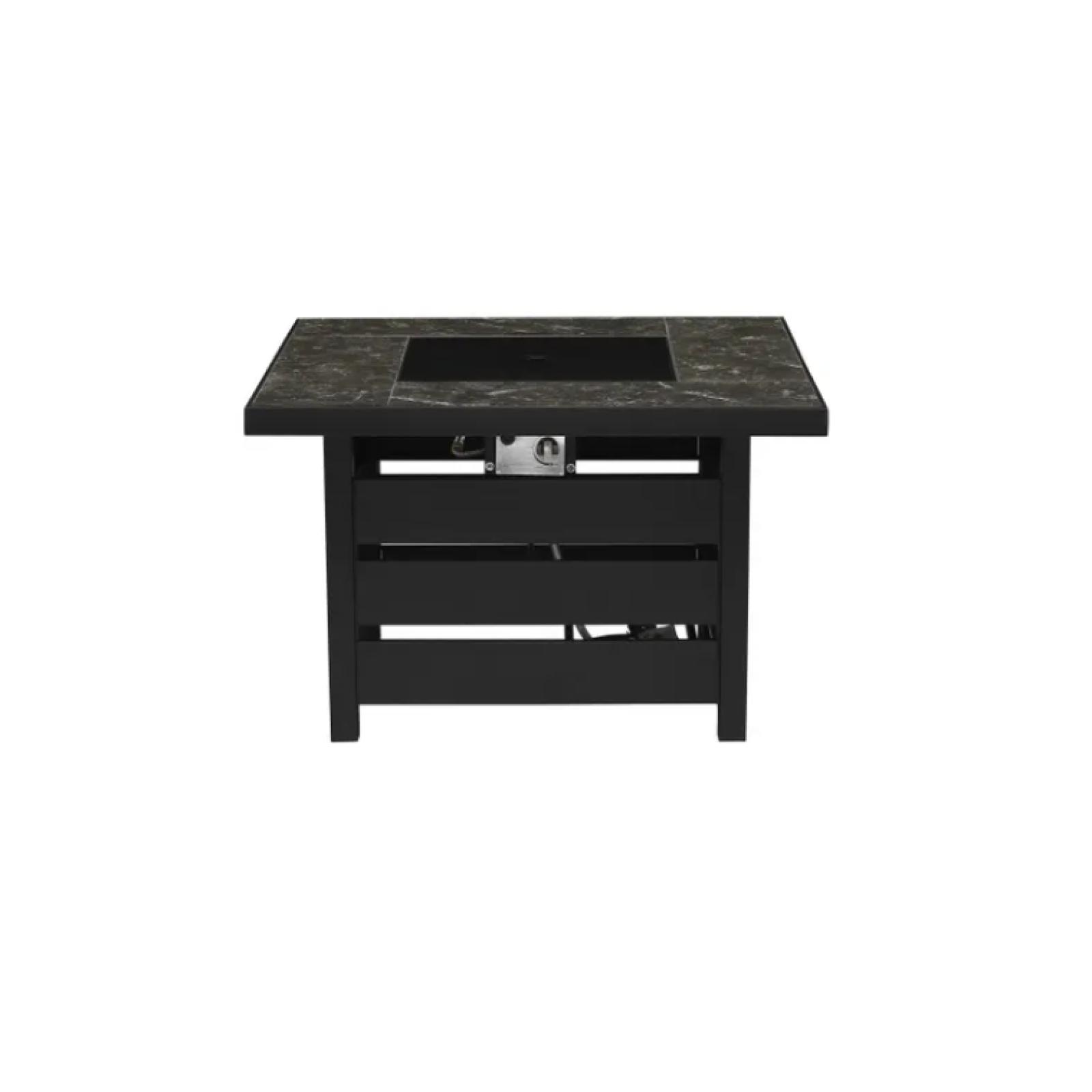 DALLAS LOCATION - Home Decorators Collection Summerfield 39.6 in. W 50000 Btu Black Steel Propane Outdoor Fire Pit with Lava Rocks