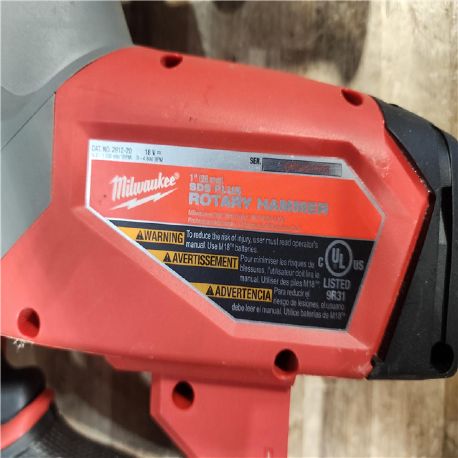 HOUSTON LOCATION - AS - IS Milwaukee  FUEL 18V Lithium-Ion Brushless Cordless 1 in. SDS-Plus Rotary Hammer (Tool-Only)