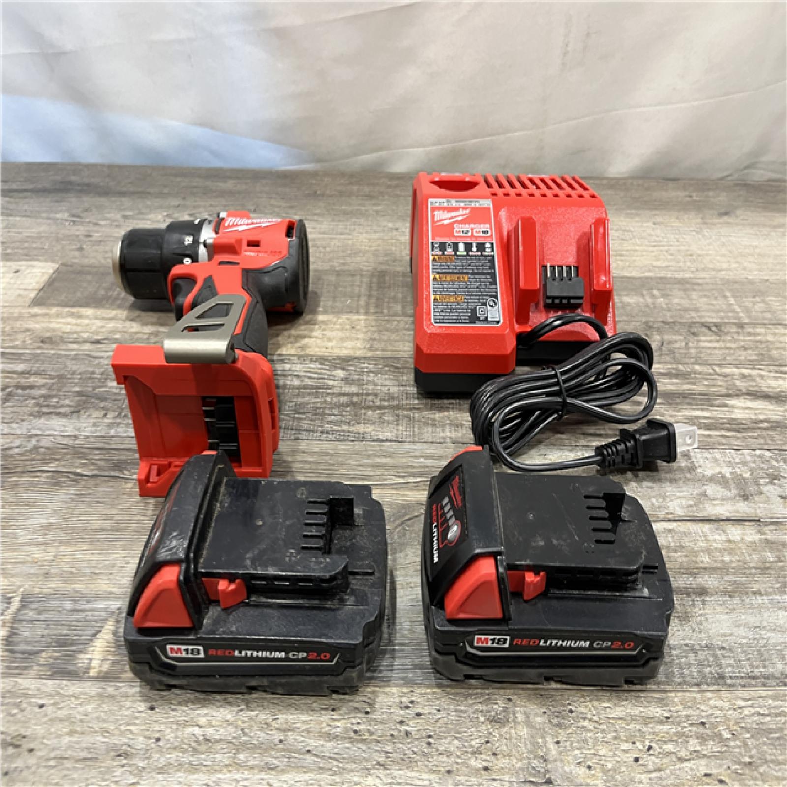 AS-IS Milwaukee 18V Lithium-Ion Brushless Cordless 1/2 in. Compact Hammer Drill/Driver Kit