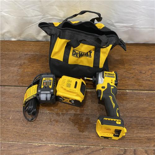AS-IS DEWALT ATOMIC 20V MAX Lithium-Ion Cordless 1/4 in. Brushless Impact Driver Kit, 5 Ah Battery, Charger, and Bag