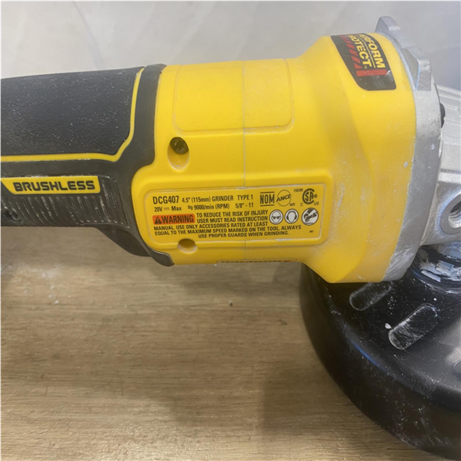 AS-IS DEWALT 20-Volt MAX Cordless Brushless 4-1/2 in. Angle Grinder with Slide Switch (Tool Only)