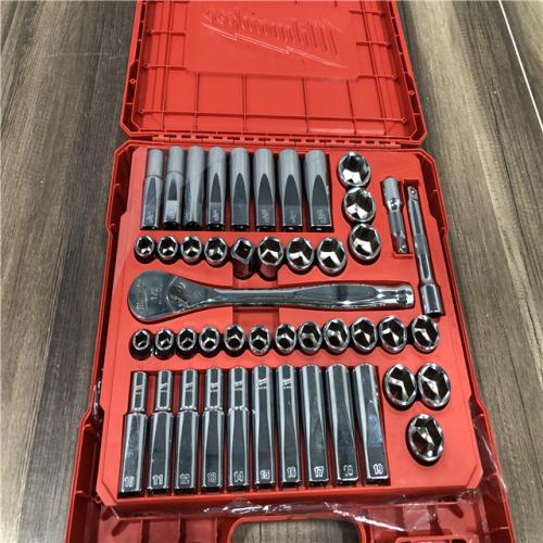 AS-IS Milwaukee 1/2 in. Drive SAE/Metric Ratchet and Socket Mechanics Tool Set (47-Piece)