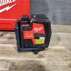 HOUSTON LOCATION - AS-IS MILWAUKEE 100 Ft. REDLITHIUM Lithium-Ion USB Green Rechargeable Cross Line Laser Level with Charger