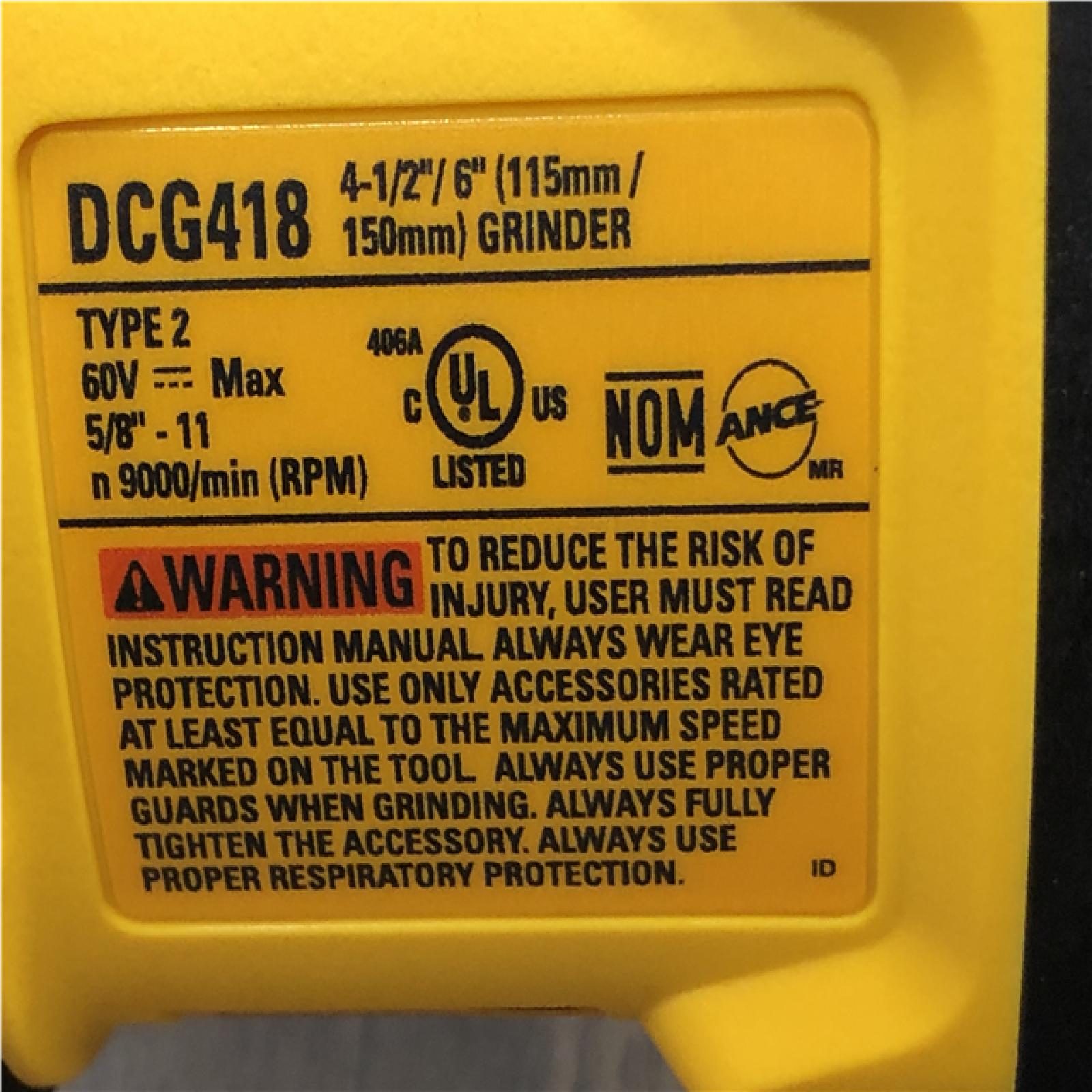 AS-IS DEWALT FLEXVOLT 60V MAX Cordless Brushless 4.5 in. to 6 in. Small Angle Grinder with Kickback Brake (Tool Only)