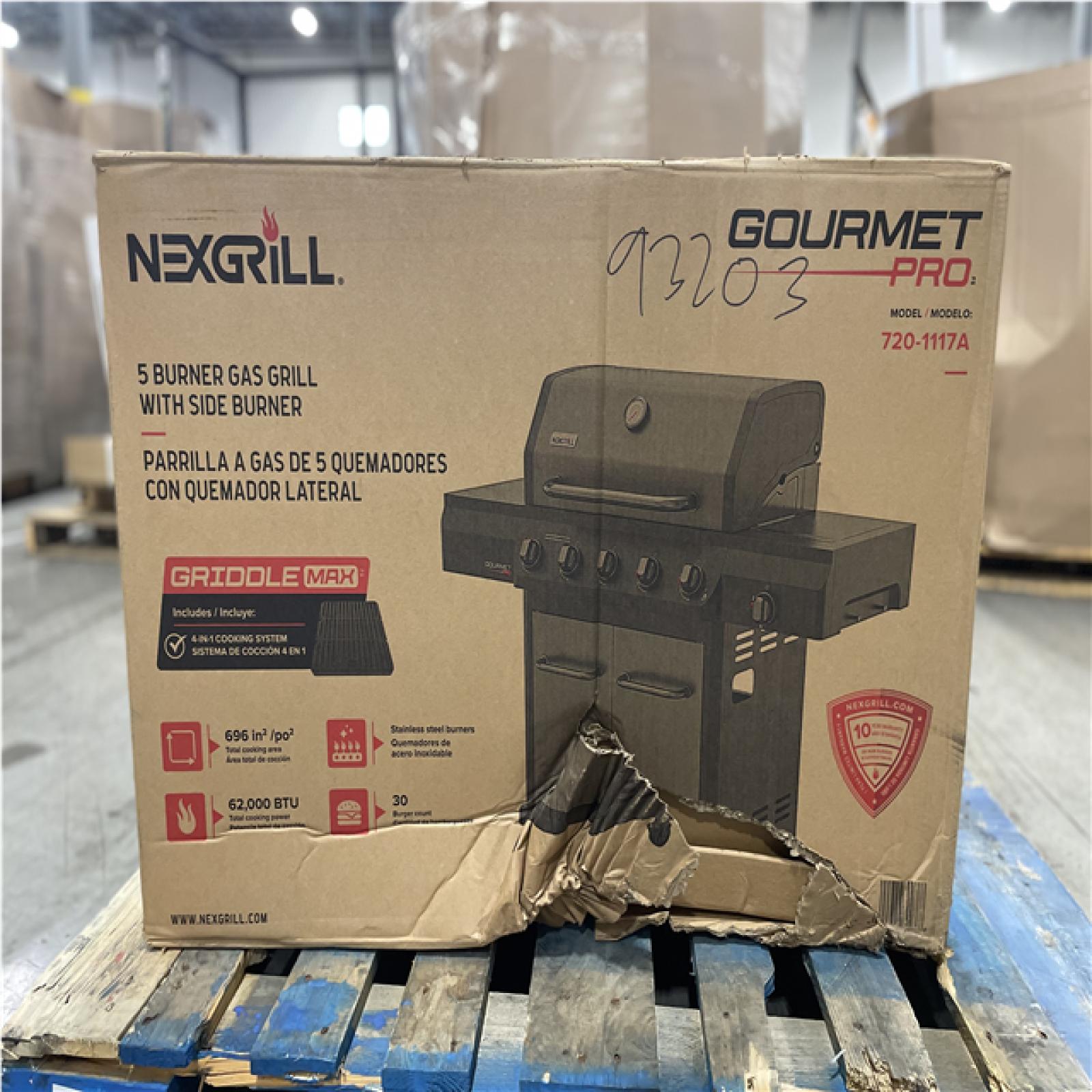 DALLAS LOCATION- AS-IS NEXGRILL Gourmet Pro 5-Burner Propane Gas Grill with Side Burner and Griddle Max Insert in Graphite