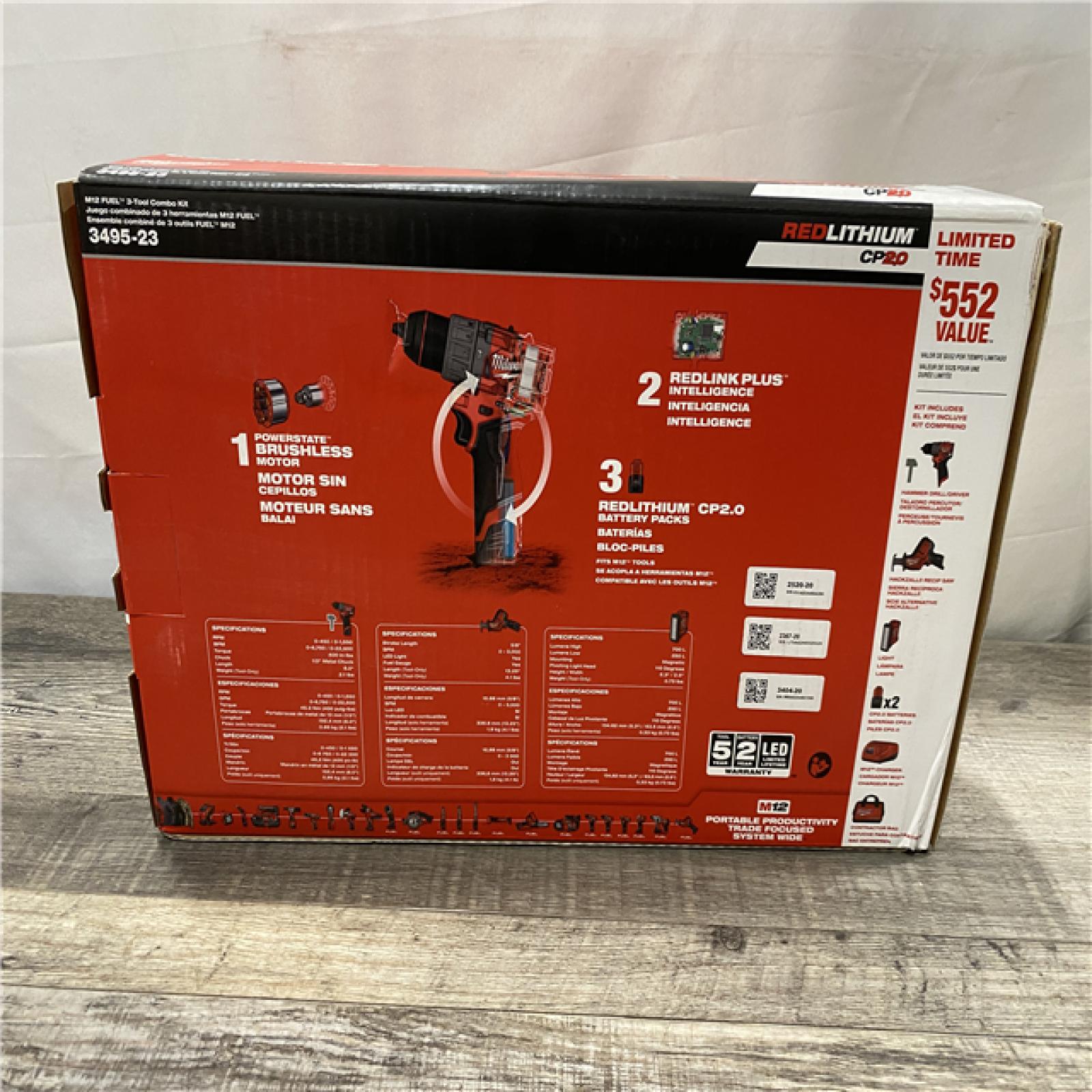 NEW - Milwaukee FUEL 12-Volt Li-Ion Brushless Cordless Hammer Drill (3-Tool) Combo Kit