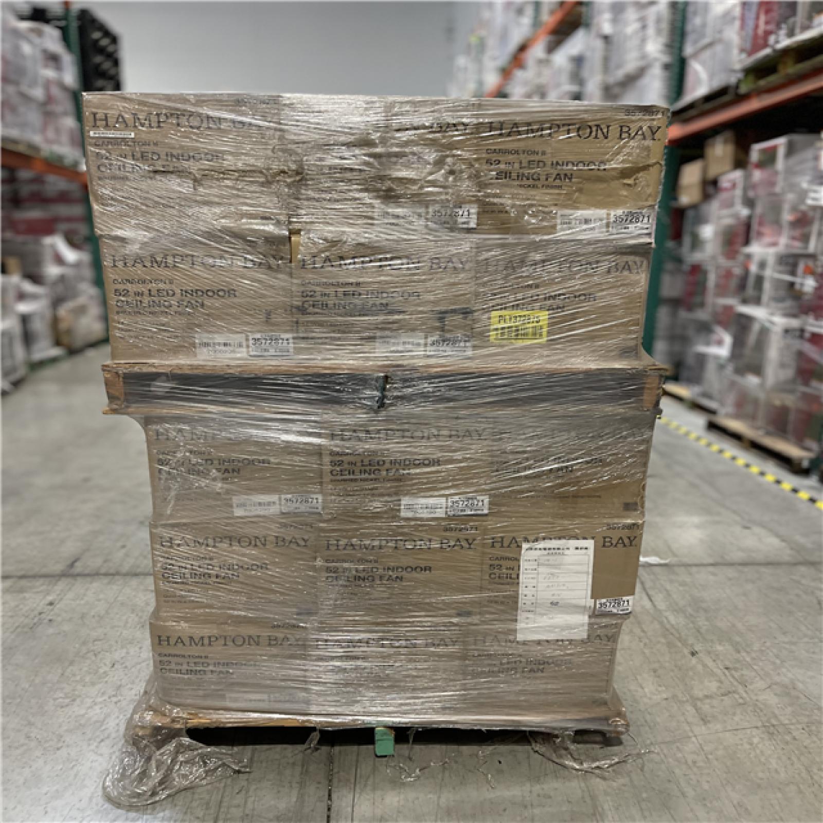 DALLAS LOCATION - Hampton Bay Carrolton II 52 in. LED Indoor Brushed Nickel Ceiling Fan with Light Kit PALLET-(30 UNITS)