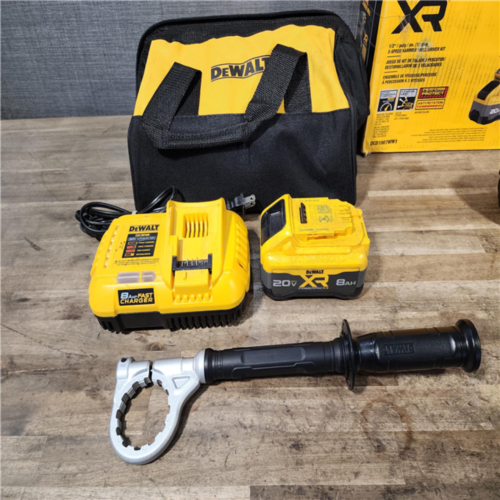 HOUSTON LOCATION - AS-IS DEWALT 20V XR Lithium-Ion Cordless Hammer Drill Kit with 8.0 Ah Battery  Charger and Kit Bag