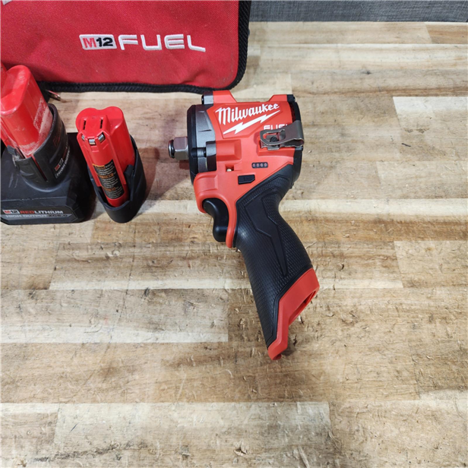 HOUSTON LOCATION - AS - IS Milwaukee FUEL 12V Li-Ion Brushless Cordless Stubby 1/2 in. Impact Wrench Kit