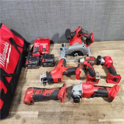 HOUSTON LOCATION - AS-IS MIWAUKEE 6 TOOL COMBO KIT W/ (2) BATTERY & CHARGER