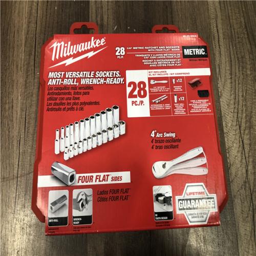 NEW- Milwaukee 1/4  Drive Metric Ratchet Socket Mechanics Tool Set (28-Pc)
