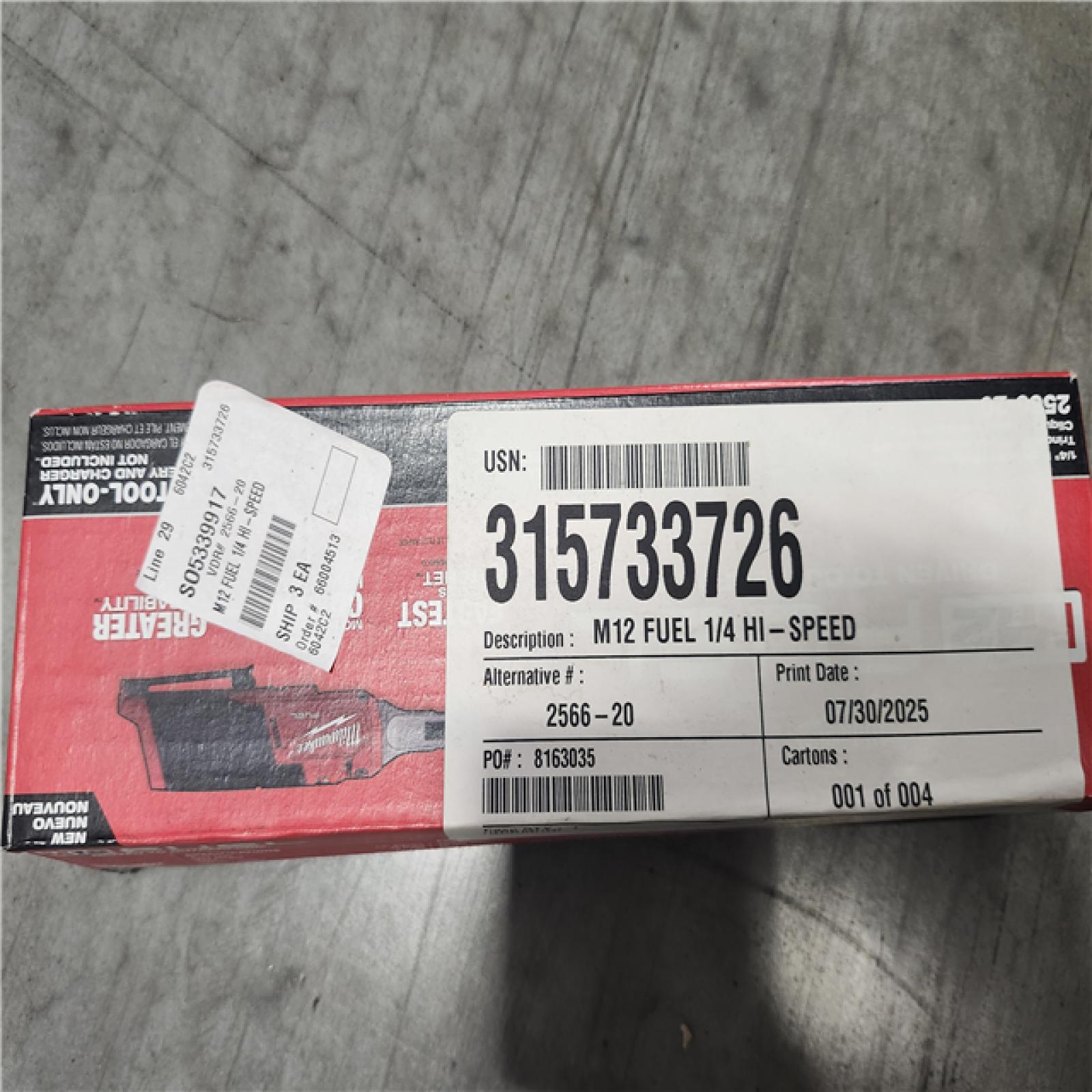 NEW! - Milwaukee M12 FUEL 12V Lithium-Ion Brushless Cordless High Speed 1/4 in. Ratchet (Tool-Only)