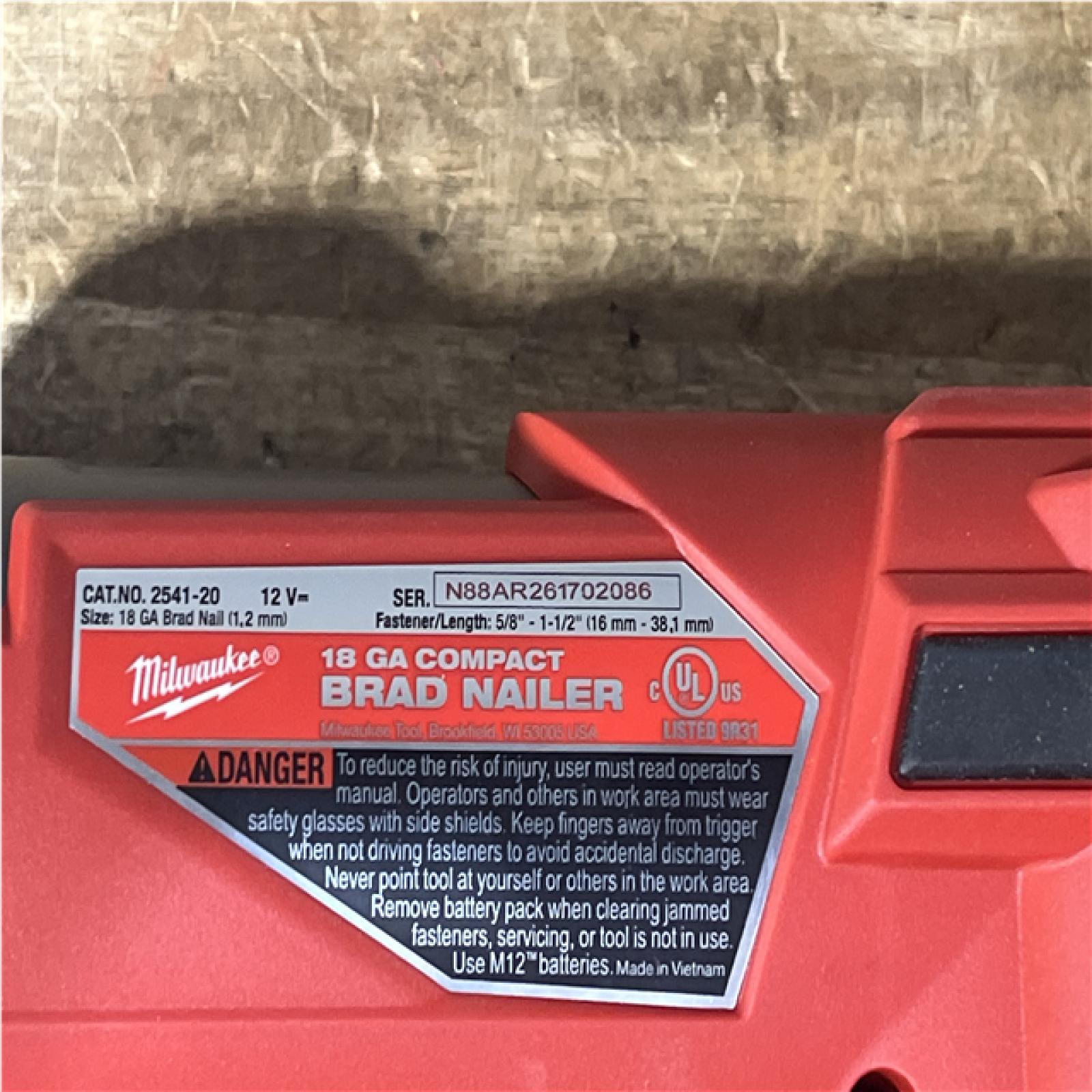 Houston Location AS-IS Milwaukee FUEL 12-Volt Lithium-Ion Brushless Cordless 18-Gauge 1-1/2 in. Compact Brad Nailer (Tool Only)