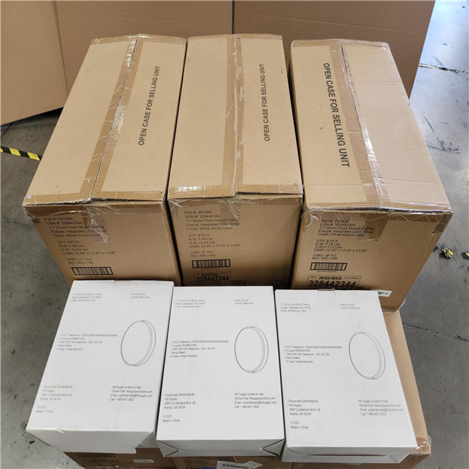 Phoenix NEW 11 Drum Flush Mount Ceiling Fixture, Integrated LED, White Finish, White Acrylic Lends Pallet