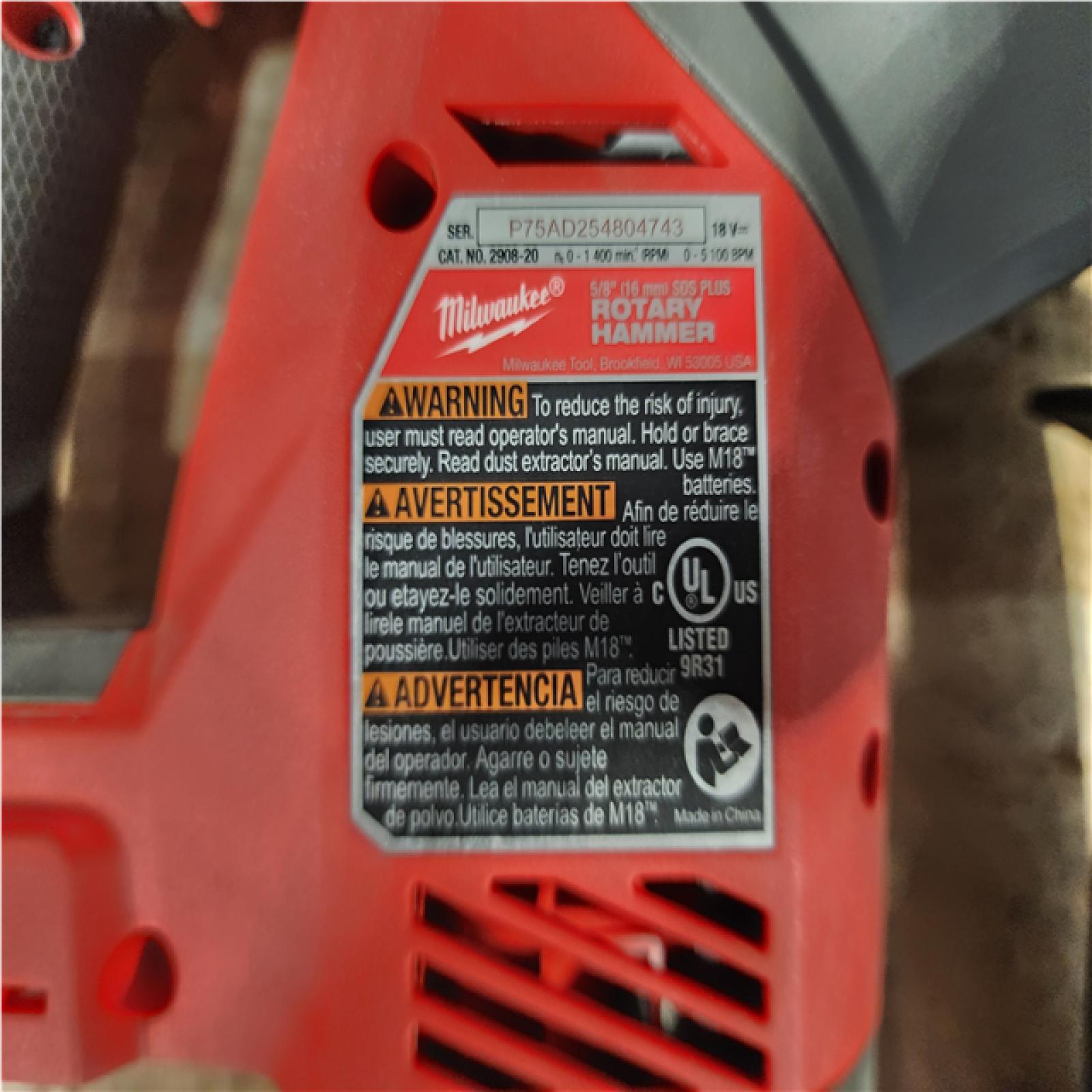 HOUSTON LOCATION - AS - IS Milwaukee FUEL 18V Lithium-Ion Brushless Cordless 5/8 in. SDS-Plus Rotary Hammer (Tool-Only)