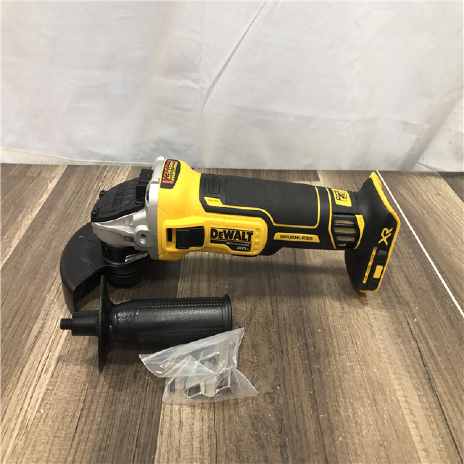 AS-IS DEWALT 20V MAX XR Cordless Brushless 4.5 in. Slide Switch Small Angle Grinder with Kickback Brake (Tool Only)