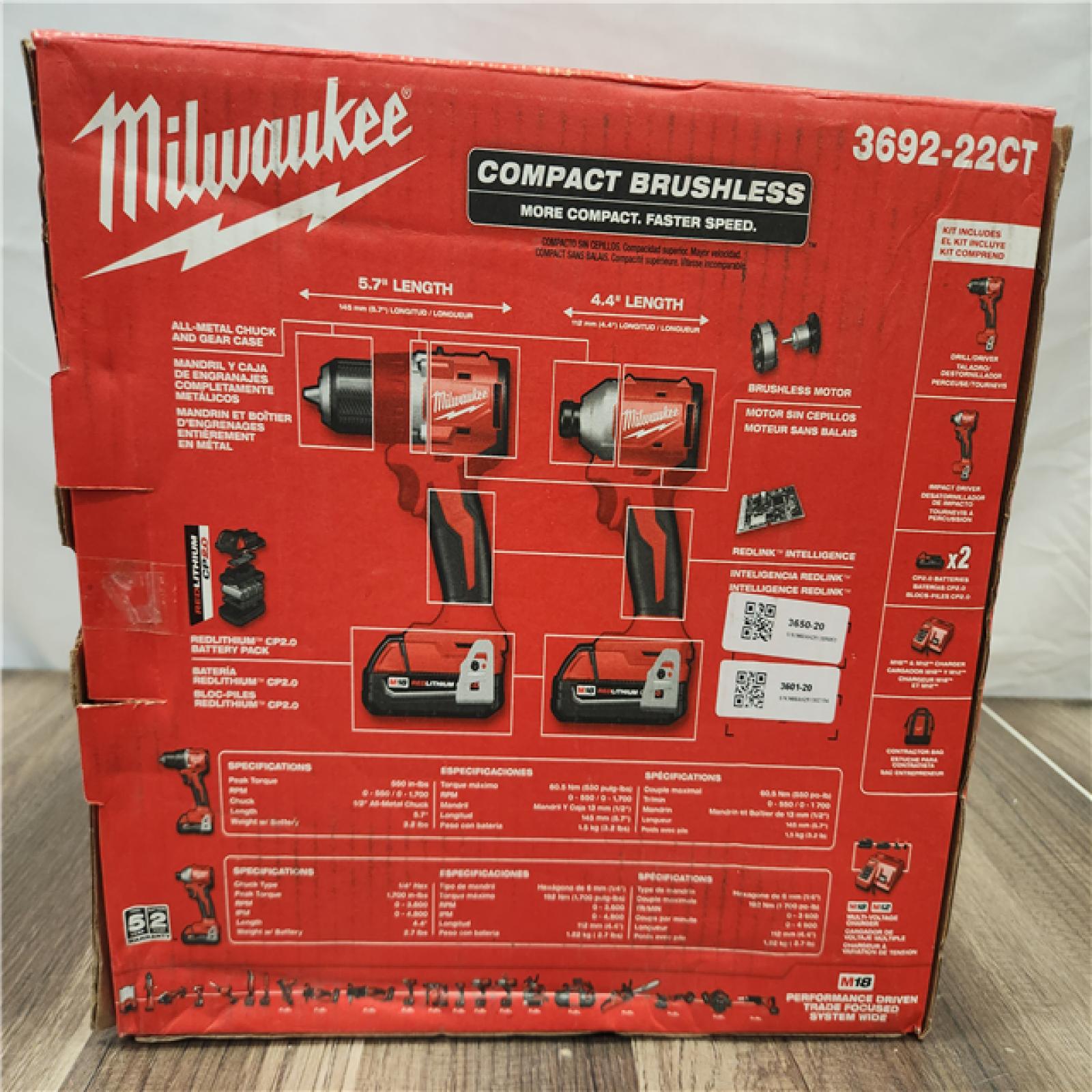 NEW- Milwaukee M18 Compact Brushless 2-Tool Combo Kit