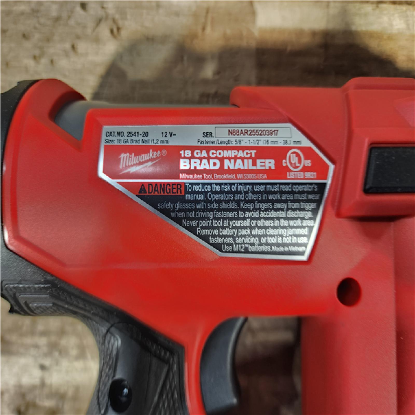HOUSTON LOCATION - AS - IS Milwaukee FUEL 12-Volt Lithium-Ion Brushless Cordless 18-Gauge 1-1/2 in. Compact Brad Nailer (Tool-Only)