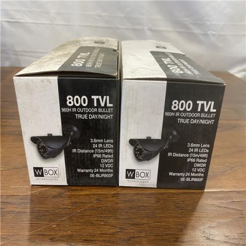 NEW! W Box Technologies 800 TVL Camera IR 960H Outdoor Bullet True Day/Night (BLACK) ( 2 -PACK )