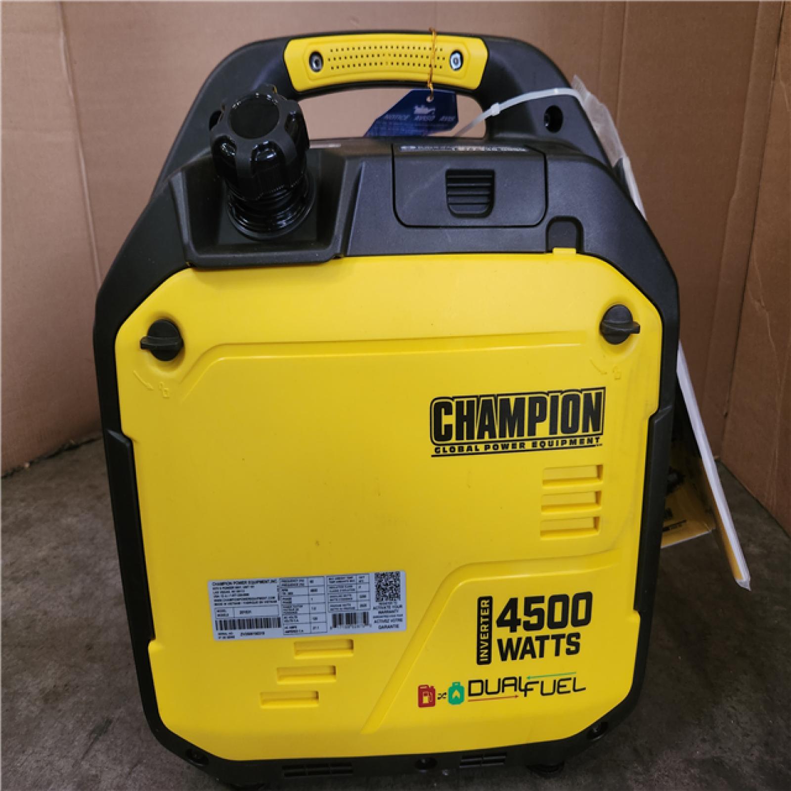 Phoenix Champion Power Equipment 4500/3250-Watt Recoil Start Gasoline/Propane Powered Dual Fuel Inverter Generator with Quiet Technology and CO Shield