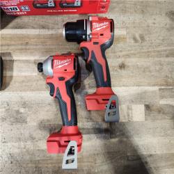 HOUSTON LOCATION - AS-IS Milwaukee M18 18V Lithium-Ion Brushless Cordless Compact Drill/Impact Combo Kit (2-Tool) W/(2) 2.0 Ah Batteries  Charger & Bag